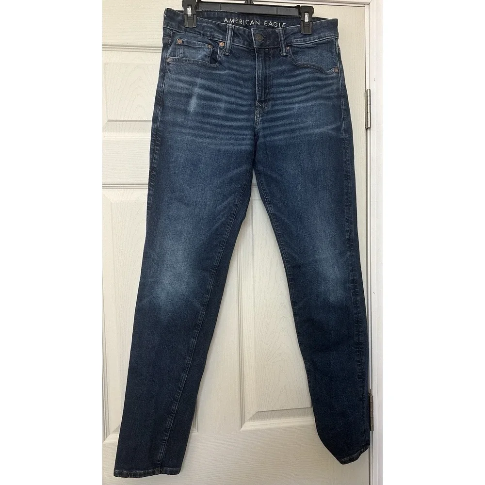 American Eagle Airflex Athletic Fit Jeans 30x34 Blue Mens Stretch Denim EUC